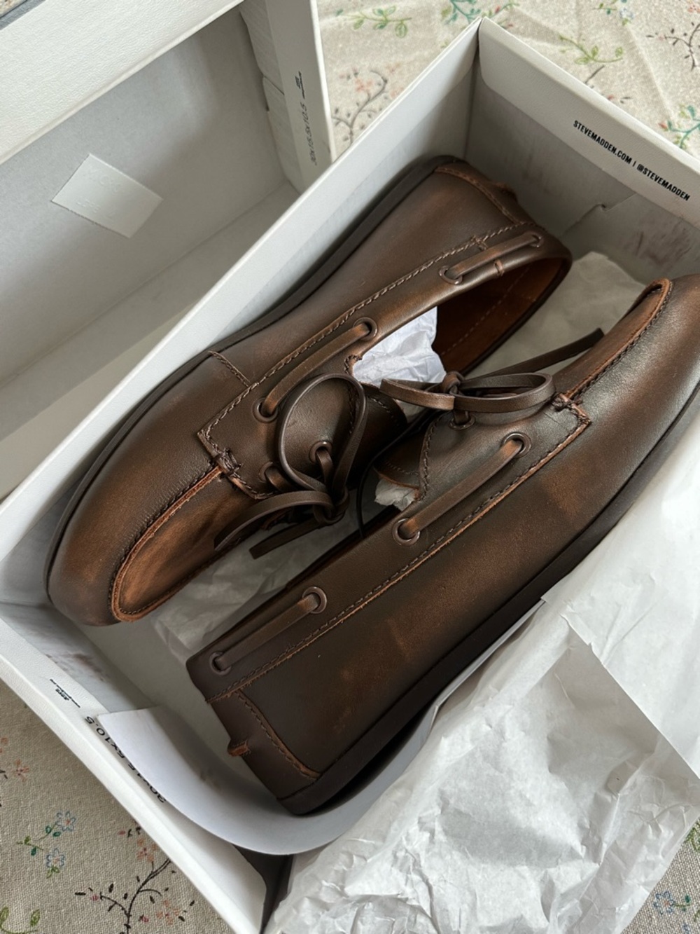 Steve Madden Women’s Dark Brown Leather Boat Loafers - Picture 6 of 8